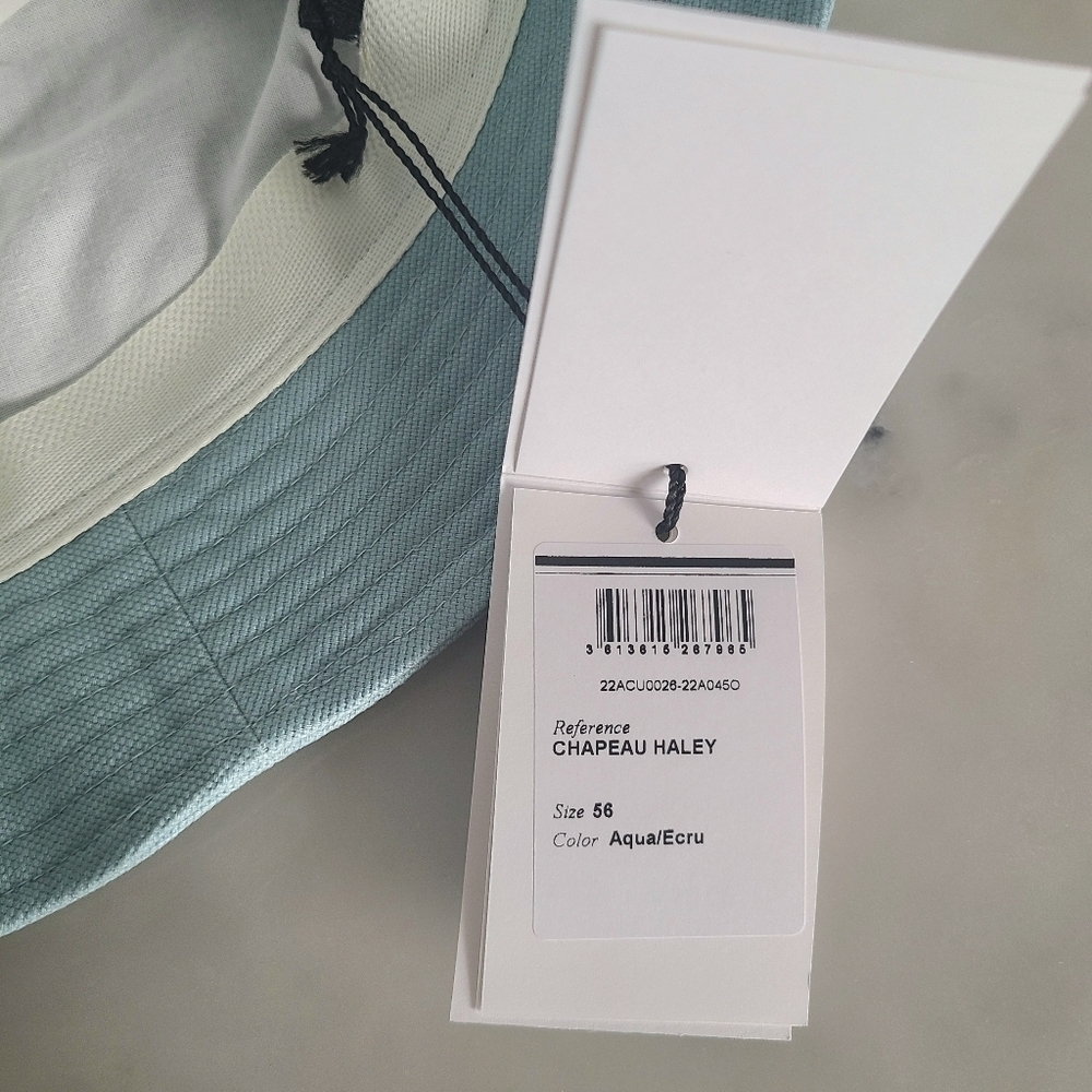 Isabel Marant Haley Embroidered Logo Bucket Hat, Size Medium, Aqua, NWT - Picture 16 of 16